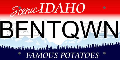 BFNTQWN Idaho License Plate