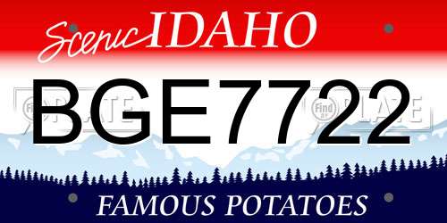 BGE7722 Idaho License Plate
