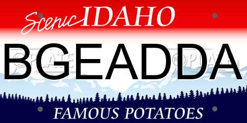 BGEADDA Idaho License Plate