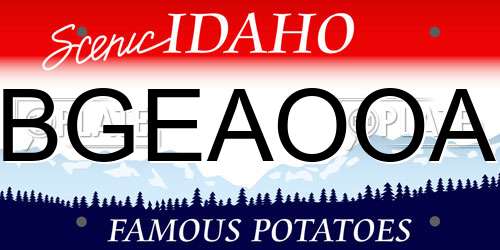 BGEAOOA Idaho License Plate
