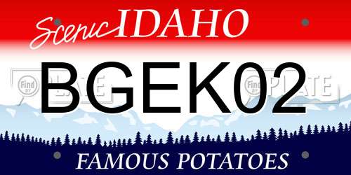 BGEK02 Idaho License Plate