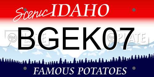 BGEK07 Idaho License Plate