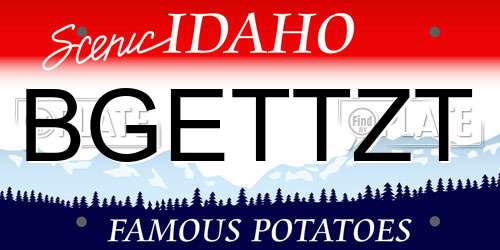 BGETTZT Idaho License Plate