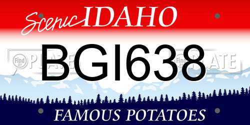 BGI638 Idaho License Plate