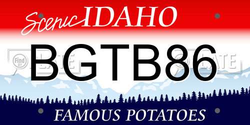 BGTB86 Idaho License Plate