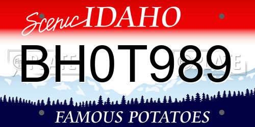 BH0T989 Idaho License Plate