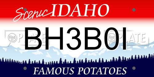 BH3B0I Idaho License Plate