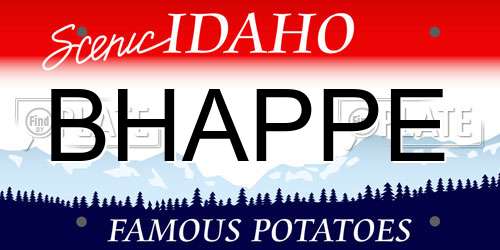 BHAPPE Idaho License Plate
