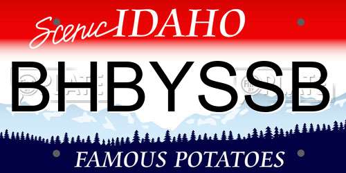BHBYSSB Idaho License Plate