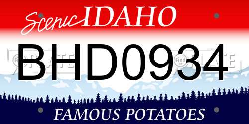 BHD0934 Idaho License Plate