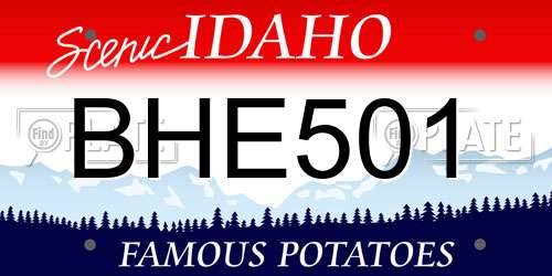 BHE501 Idaho License Plate