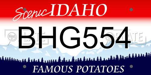 BHG554 Idaho License Plate