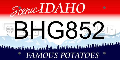 BHG852 Idaho License Plate