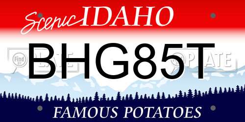 BHG85T Idaho License Plate