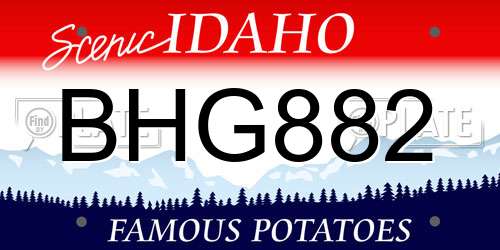 BHG882 Idaho License Plate