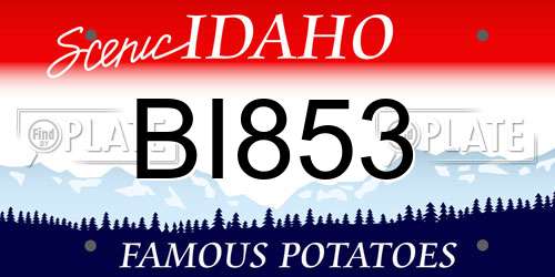 BI853 Idaho License Plate
