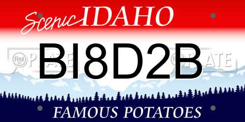 BI8D2B Idaho License Plate
