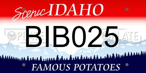 BIB025 Idaho License Plate
