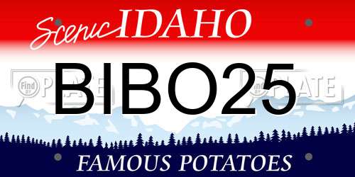 BIBO25 Idaho License Plate