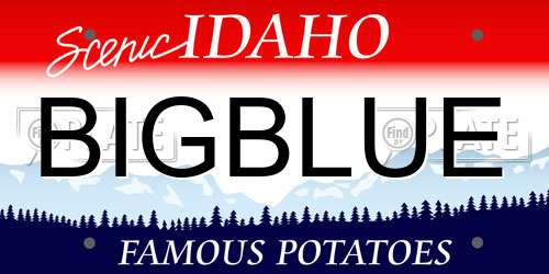 BIGBLUE Idaho License Plate