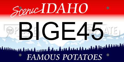 BIGE45 Idaho License Plate