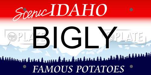 BIGLY Idaho License Plate