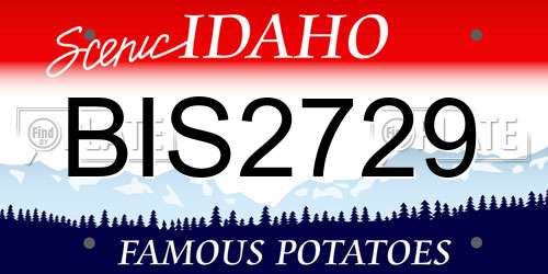 BIS2729 Idaho License Plate