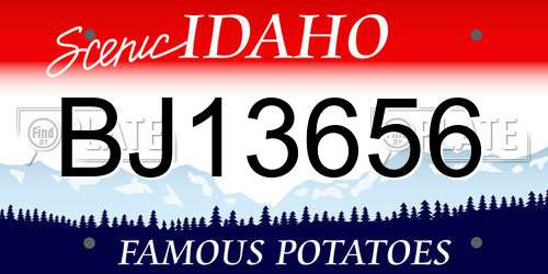 BJ13656 Idaho License Plate