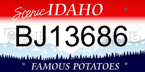 BJ13686 Idaho License Plate