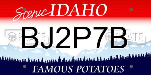 BJ2P7B Idaho License Plate