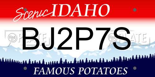BJ2P7S Idaho License Plate
