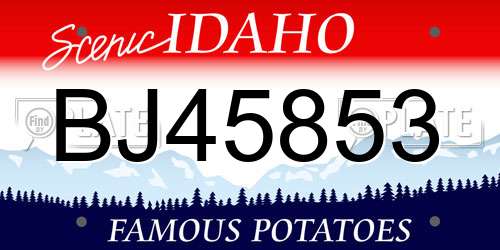 BJ45853 Idaho License Plate