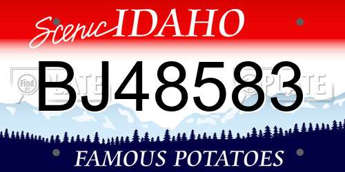 BJ48583 Idaho License Plate