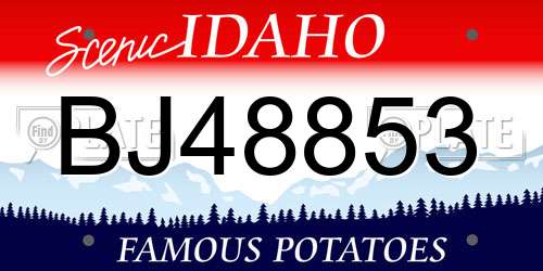BJ48853 Idaho License Plate