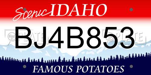 BJ4B853 Idaho License Plate