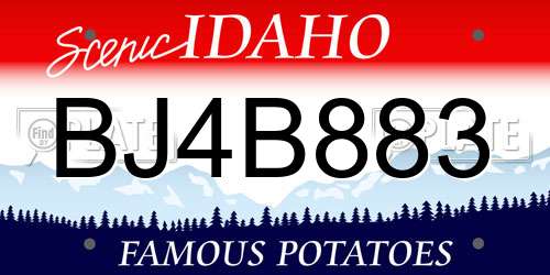 BJ4B883 Idaho License Plate