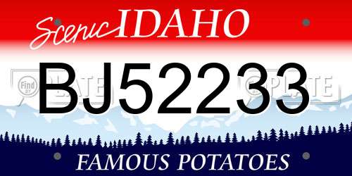 BJ52233 Idaho License Plate