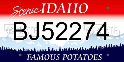 BJ52274 Idaho License Plate