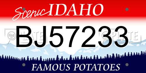 BJ57233 Idaho License Plate