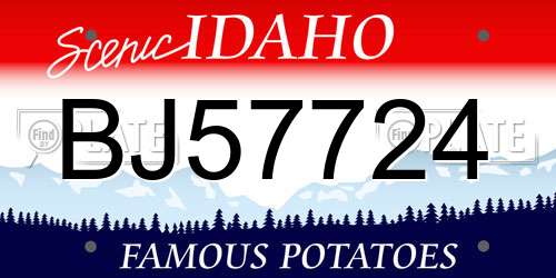 BJ57724 Idaho License Plate