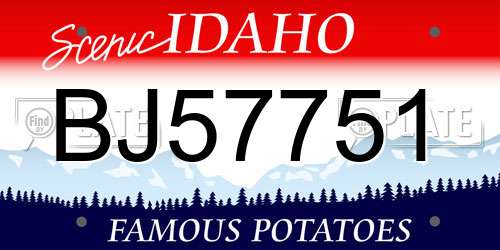 BJ57751 Idaho License Plate
