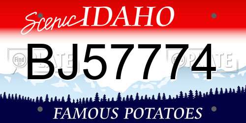 BJ57774 Idaho License Plate