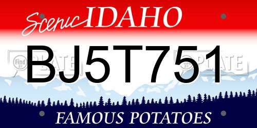 BJ5T751 Idaho License Plate