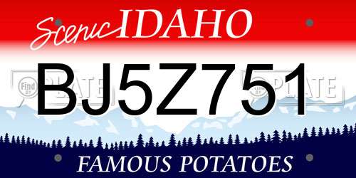 BJ5Z751 Idaho License Plate
