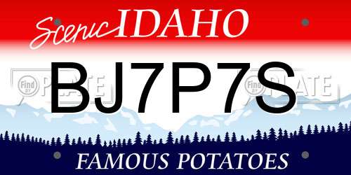 BJ7P7S Idaho License Plate
