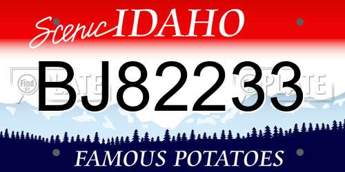 BJ82233 Idaho License Plate