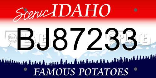 BJ87233 Idaho License Plate