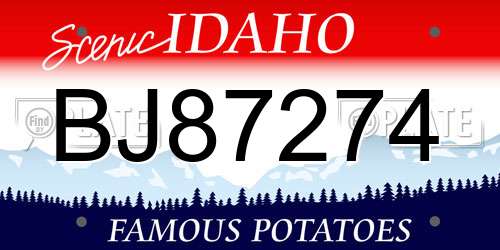 BJ87274 Idaho License Plate