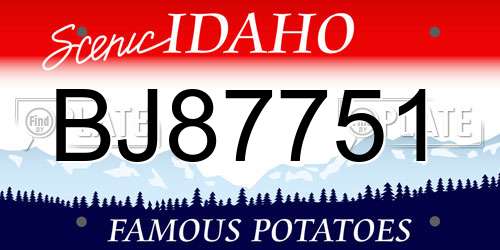 BJ87751 Idaho License Plate