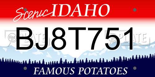 BJ8T751 Idaho License Plate